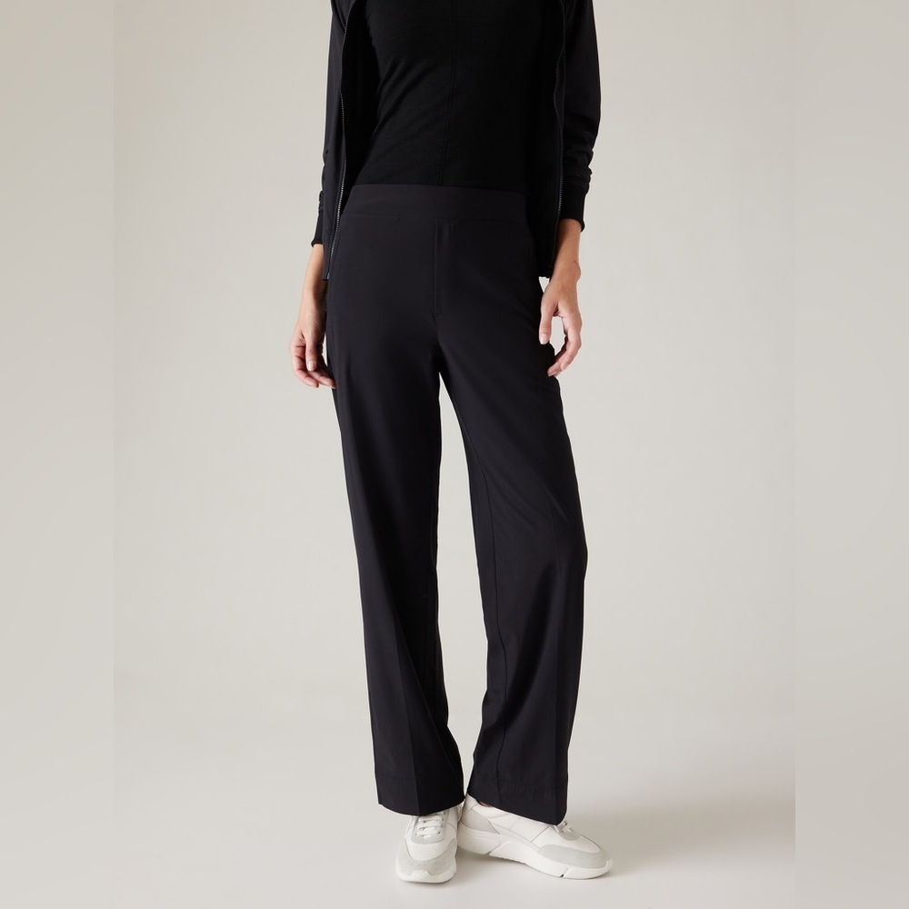 Athleta Brooklyn Heights High Rise Wide leg Trouser Pants plus size 16 black - Picture 6 of 13
